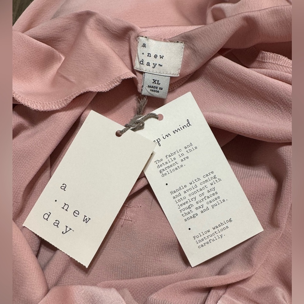 A New Day Dusty Pink Lightweight Deep V-Neck Midi Slip Dress Women Size XL - Picture 14 of 15